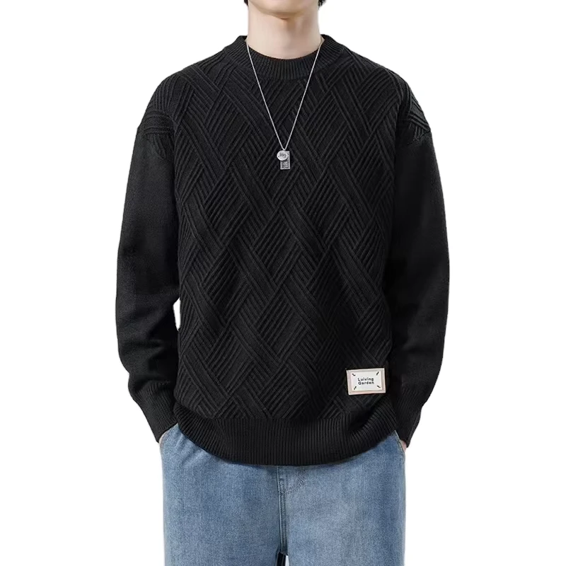 Men's Striped Knitted Sweater with Anti-Wrinkle Feature
