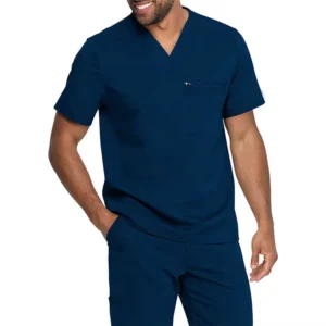 Men’s Stylish Hospital Scrub Uniform Suit Customized Colors Polyester Rayon Spandex Woven Fabric
