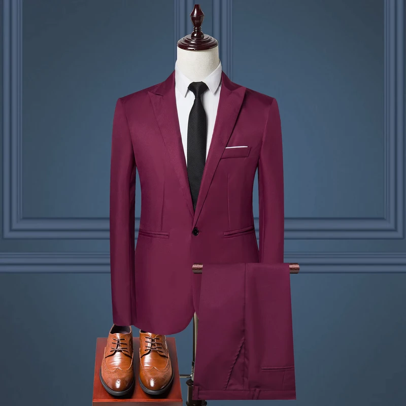 Men's Suit 2pcs (coat+pants) Khaki