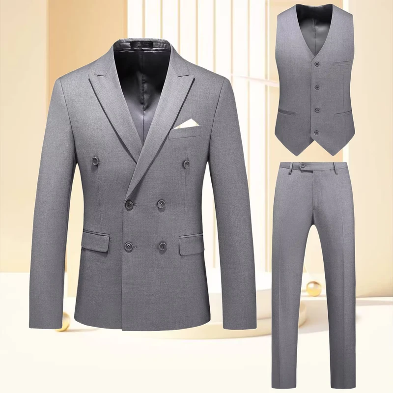 Men's Suit Formal 3 Pieces Regular Fit Shawl Lapel Solid Prom Tuxedos Wedding Groomsmen (Blazer+Vest+Pants)