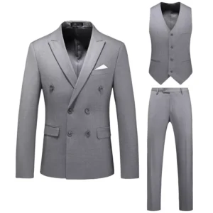 Men’s Suit Formal 3 Pieces Regular Fit Shawl Lapel Solid Prom Tuxedos Wedding Groomsmen (Blazer+Vest+Pants)