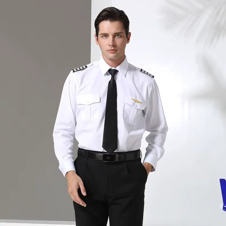 Mens-Summer-Aviation-Uniform-Captains-Work-Shirt-White-Long-Sleeve-or-Short-Sleeve-Pilot-Cadet-Uniform-Shirt