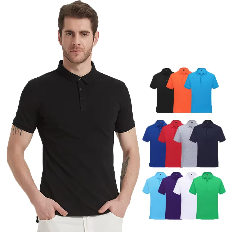 Men's Summer Knitted Quick Drying Short Sleeve for T Shirt with Pocket Solid Color Cotton Custom Logo Embroidery & Golf Print
