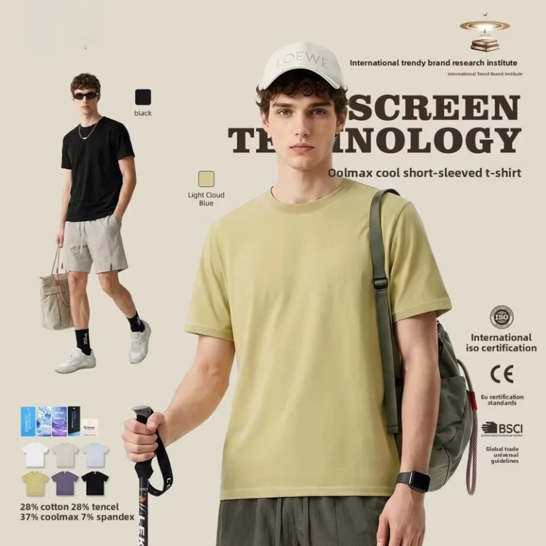 Mens-Summer-O-Neck-Quick-Dry-Cotton-Blend-T-Shirt-Short-Sleeve-Loose-Fit-Sun-Protective-Antibacterial