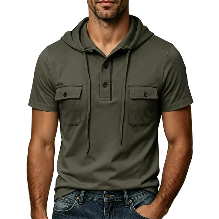 Mens-Summer-Outdoor-Double-Pocket-Hooded-Short-Sleeve-Sweatshirt-Breathable-Moisture-Wicking-Casual-T-Shirt