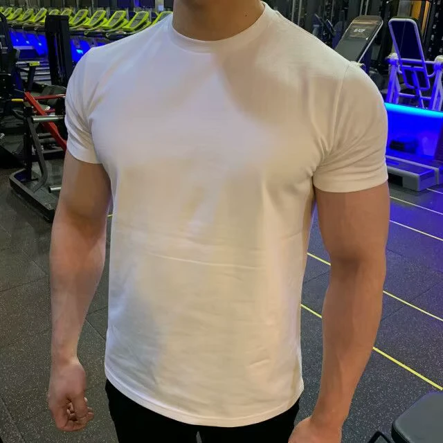 Mens-Summer-Solid-Blank-Sporty-Crew-neck-Short-sleeve-Casual-Quick-dry-Polyester-T-shirt-Fitness-Running