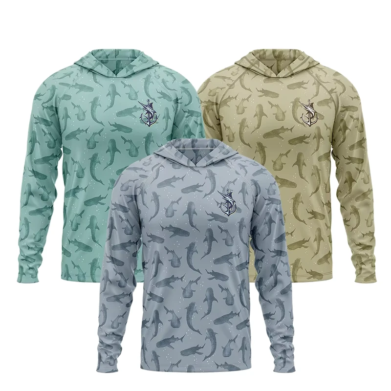 Men's Sun Protection Fishing Hoodie Shirt Long Sleeve Rash Guard Fishing Jerseys With Hoodie Outdoor UV Shirt Lightweight