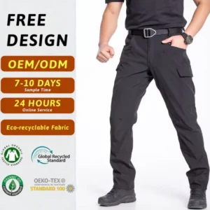 Men’s Tactical Cargo Pants Ripstop Stretch Outdoor Hiking Trousers 10 Pockets Workwear Midweight Waterproof EDC Straight