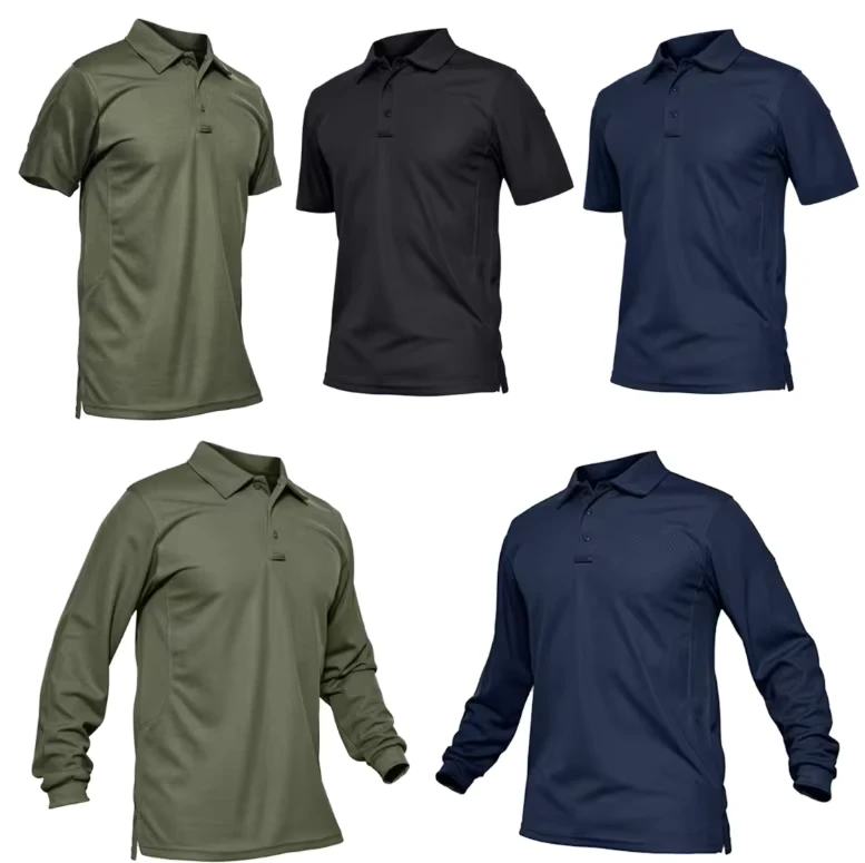 Men's Tactical Polo Shirt Quick-Dry Long and Short Sleeve Security Workwear