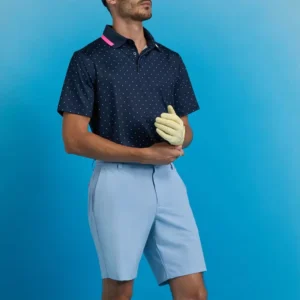 Men’s Turn Down Collar Short Sleeve Golf Polo Shirt Quick Dry Sun Protection Antibacterial Printed T Shirt