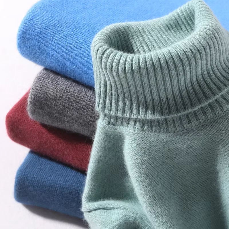 Men's Turtleneck 100% Pure Wool Long-Sleeve Pullover Sweater Manufacturer Custom