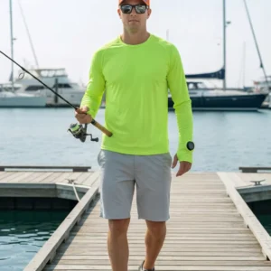 Men’s UPF 50 Quick Dry Fishing Shirt Raglan Sleeve with Thumb & Watch Holes Anti Bacterial Breathable Performance