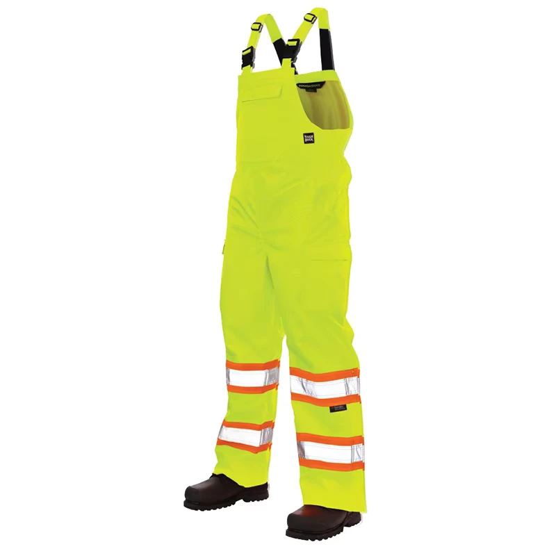 Men's Unisex High Visibility Waterproof Work Bib Pants Windbreaker Rain Coveralls for Hiking Outdoor Hi Vis Rain Bibs Overalls