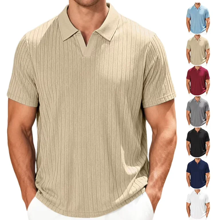 Mens-V-neck-Polo-Shirt-for-Business-Casual-Loose-Fitting-Short-Sleeve-Office-Wear-Polo-T-shirt-for-Summer-Tshirt