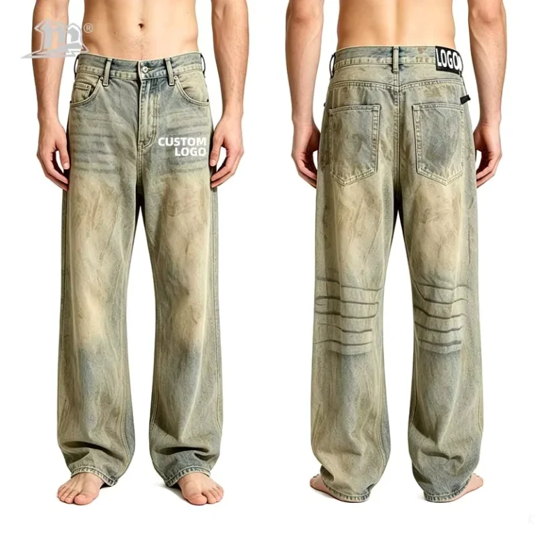 Mens-Vintage-Washed-Denim-Jeans-Baggy-Wide-Leg-Manufacturer