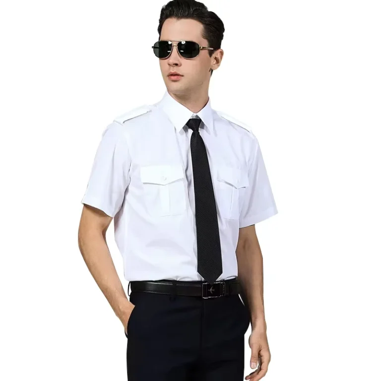 Mens-White-Epaulet-Aviation-Uniform-Shirt-for-Airline-Use-Pilot-Style