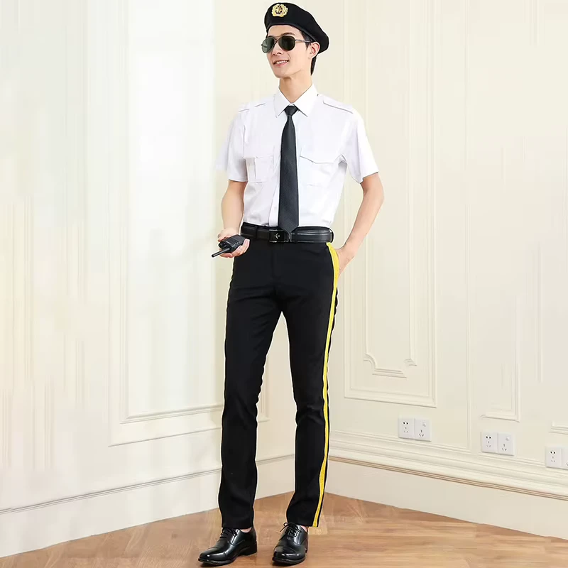 Men's White Epaulet Pilot Aviation Uniform Shirt Manufactured for Airline Use