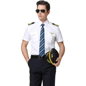 Men’s White Long sleeved Short sleeved Shirt Seaman Uniform Pilot Training Institution Uniform Shirt Set