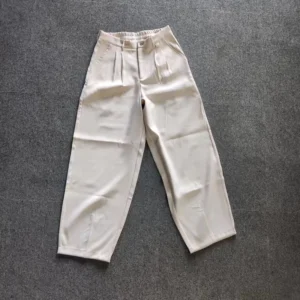 Men’s White Pants 95% Polyester 5% Spandex Straight Leg Pocket Elastic Sports Trousers