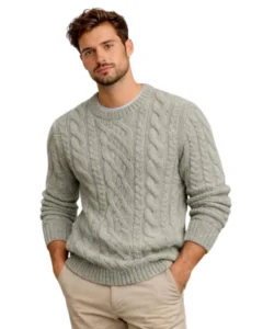 Men’s Winter Anti Wrinkle Wool Nylon Knitted Thick Base 320g Sweater with Front Logo Casual