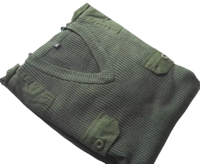 Mens-Winter-Casual-Full-Sleeve-Cardigan-Sweater-Olive-Green-Black-Wool-Knitted-Plus-Size