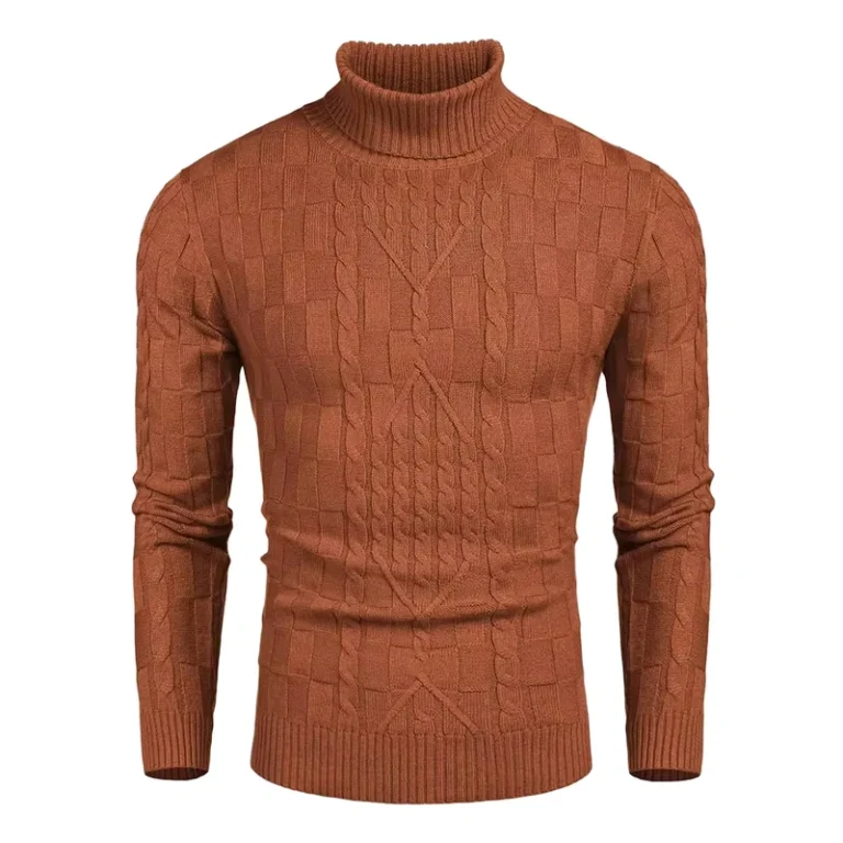 Mens-Winter-Casual-Slim-Knit-Sweater-High-Neck-Turn-Down-Collars-Letter-Pattern-Decoration-Breathable-Anti-Shrink