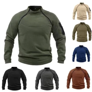 Men’s Winter Heavyweight Fleece-Lined Zipper Sweatshirt, Windproof, Loose Fit