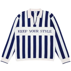 Men’s Winter Jacquard Pattern Striped Knit Sweater Polo Shirt