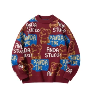 Men’s Winter Sweater Oversized with Long Sleeves Standard Knitted Fabric Anti Wrinkle Character Pattern Logo Classic Style