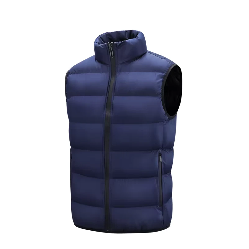 Men's Winter Thick Solid Zipper up Sleeveless Vest Puffer Vest Jacket Autumn Winter Vest Thick Warm