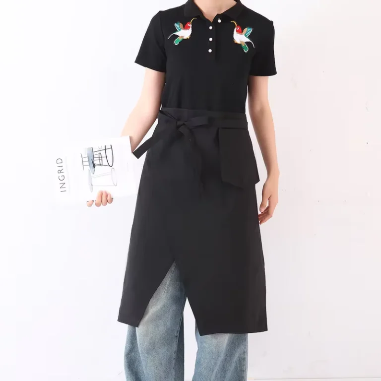 Mens-Womens-Chefs-Waterproof-Uniform-Restaurant-Hotel-Kitchen-Waiter-Work-Customizable-Black-Half-Apron