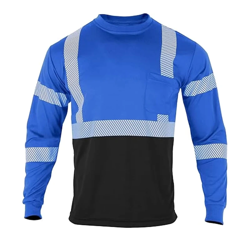 Men's Women's Fluorescent Hi Vis Long Sleeve Shirts Class 3 Reflective Safety ANSI Compliant Polyester Thermal