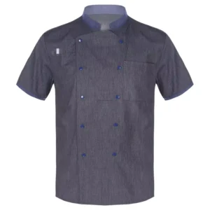 Mens Womens Short Sleeve Hotel Uniform Jacket Waiter Top Stand Collar Chef