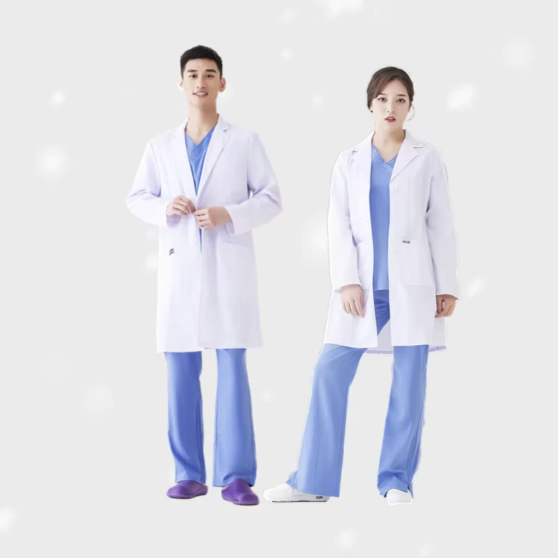 Men's Women's White Polyester Cotton Woven Lab Coat Long Sleeve Premium Quality Hospital Uniforms OEM