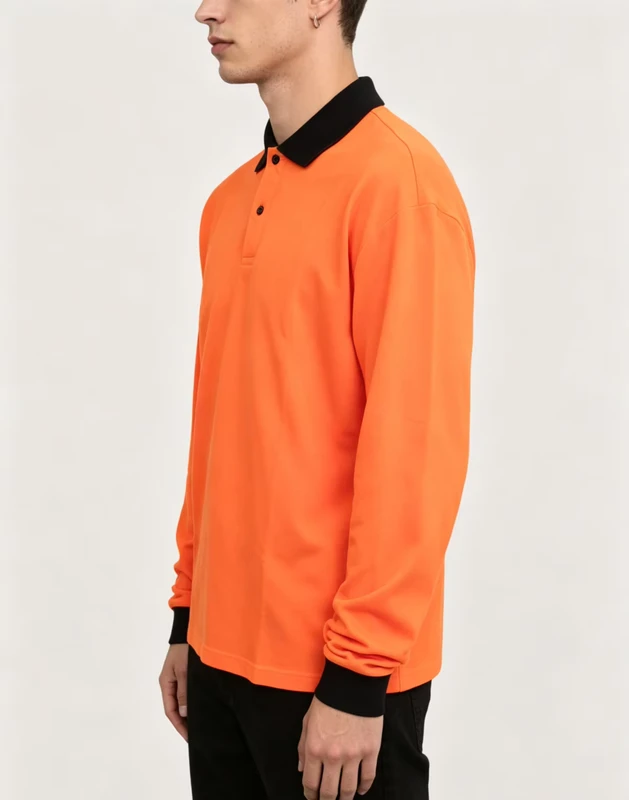 Men's Work Long Sleeve Men Bird Eye Hoodie Button up Polo Construction Reflective t Shirts