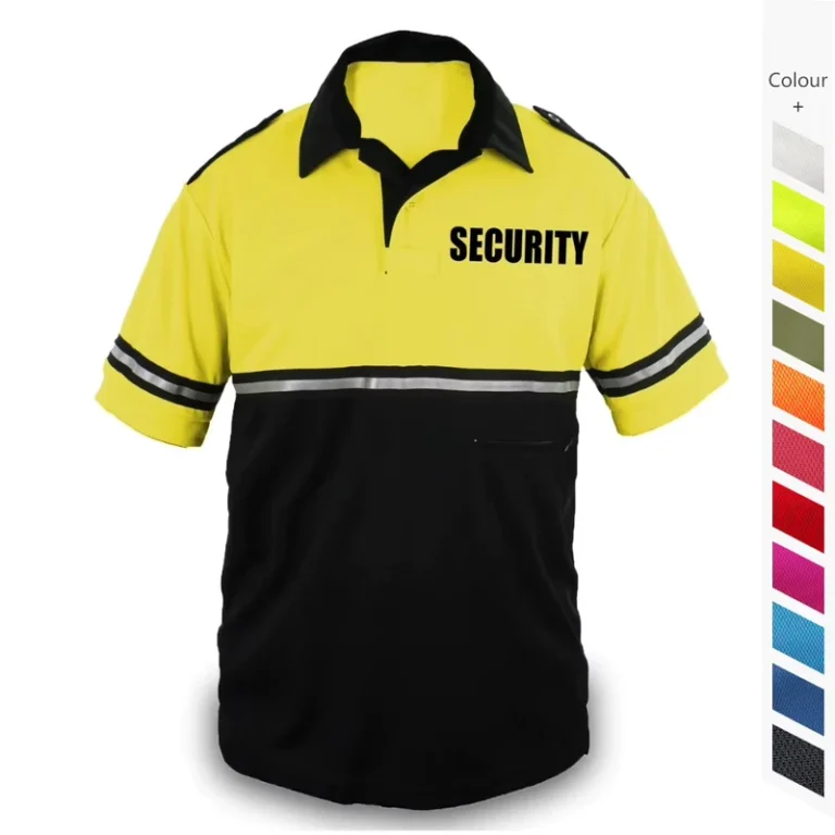Mens-Workwear-Two-Tone-Bike-Patrol-T-Shirt-With-Pen-Zipper-Pocket-Reflective-Stripes-Safety-Security-Guard-Uniform-Polo-Shirt