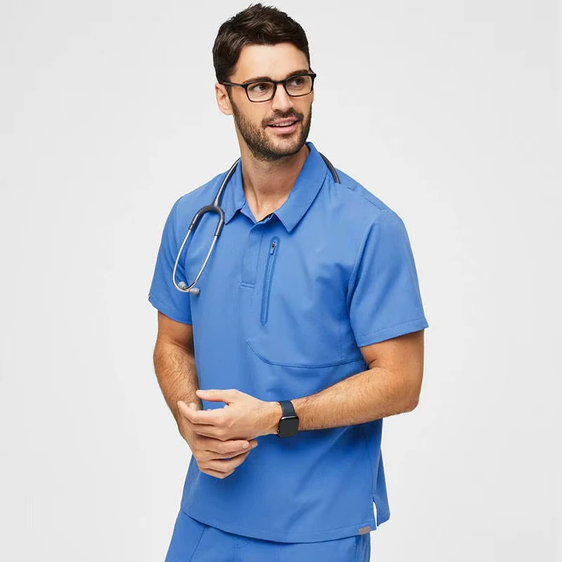 Men's Woven Rayon Spandex Surgical Scrub Set with Seamless Fusing and Custom Logo
