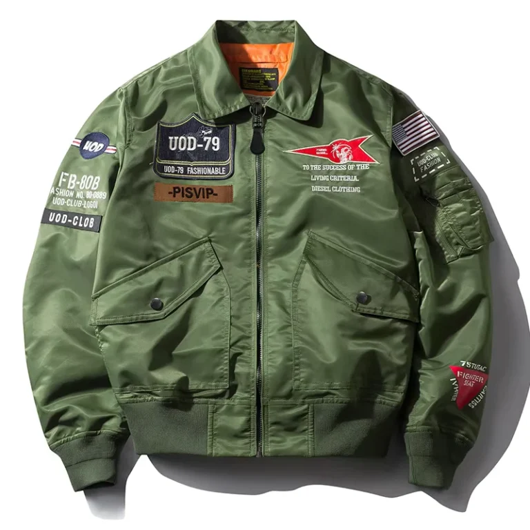 Mens-XL-Casual-Outdoor-Canvas-Bomber-Jacket-Spring-Autumn-Loose-Fit-Stand-Collar