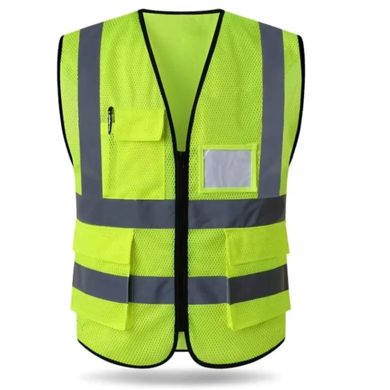 Mens-Yellow-Road-Safety-Vest-Hi-Vis-Reflective-Waterproof-Vest-with-Pockets