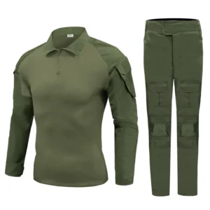 Men’s and Women’s ACU Tactical Frog Suit, Long-Sleeve Olive Green Uniform with Reinforced Pads