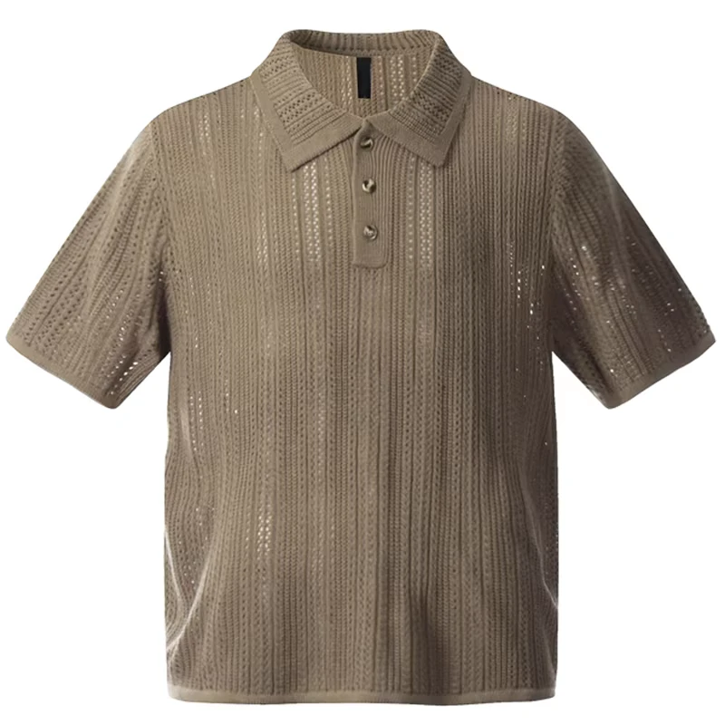 Men's and Women's Knitted Short-Sleeve Polo Shirt