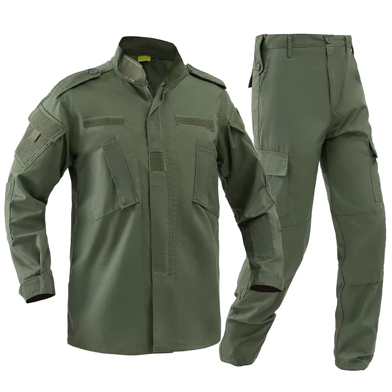 Men's and Women's Olive Green Ripstop ACU Tactical Uniform with Arm Pocket and Adjustable Cuff