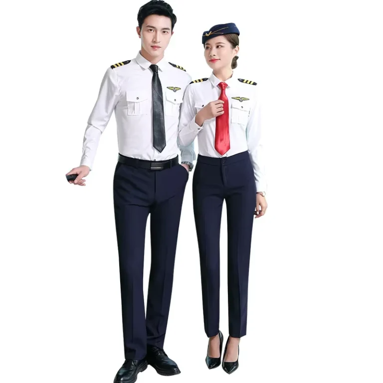 Mens-and-Womens-Pilot-Aviation-Flight-Uniform-Nylon-Long-Sleeve-Shirt-Set