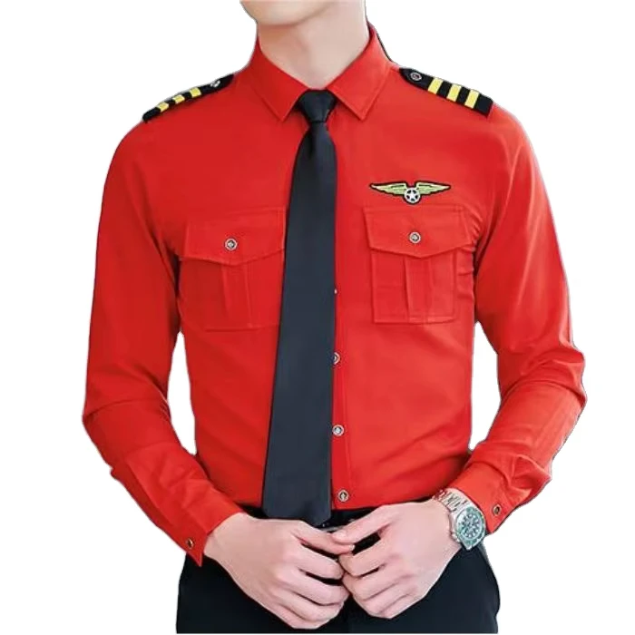 Men's and Women's Pilot Flight Attendant Hotel Security Work Uniform Shirt