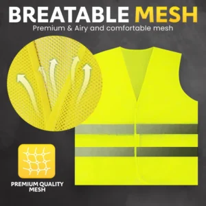 Men’s and Women’s Yellow Road Safety Reflective Sleeveless Vest with Hi Vis Silver Strip