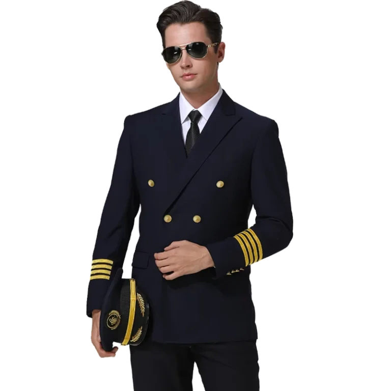 Mens-pilot-Aviation-Uniform-Work-Uniform-Set-Performance-Costume-Coat