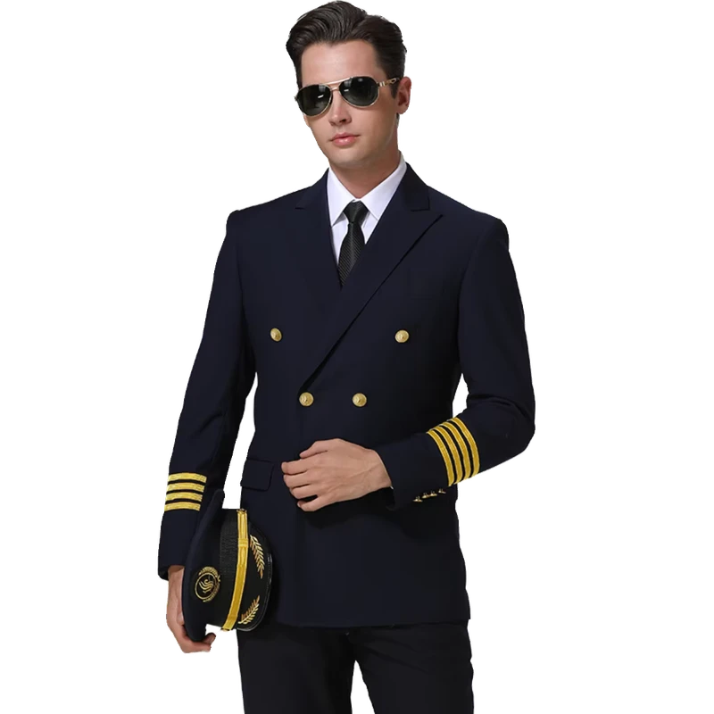 Men's pilot Aviation Uniform Work Uniform Set Performance Costume Coat
