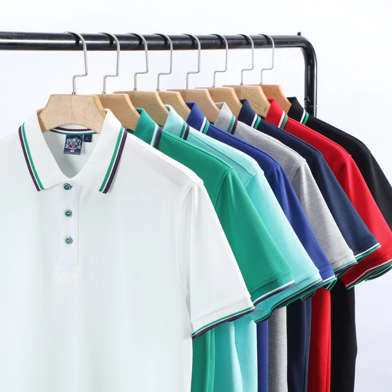 Mercerized Cotton Quick-Dry Breathable Men's Sport Golf Corporate Work Polo Shirt Uniform