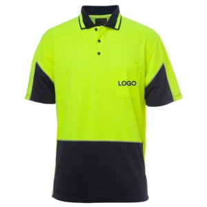 Mesh Fluorescent Yellow Color Block Work Shirt Short Sleeve Uniform Breathable Factory Safety Shirts Work Polo Shirt
