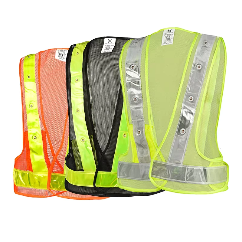 Mesh Polyester Safety Vest Night Traffic Adjustable Size Reflective Running Vest with 16 LED Lights